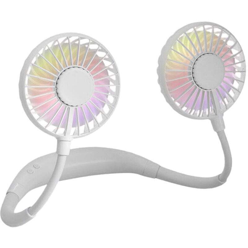 Lazy Hanging Neck Fan, Kleiner Leiser Elektrischer Ventilator, 360° Verstellbarer Tragbarer Ventilator, Weiß