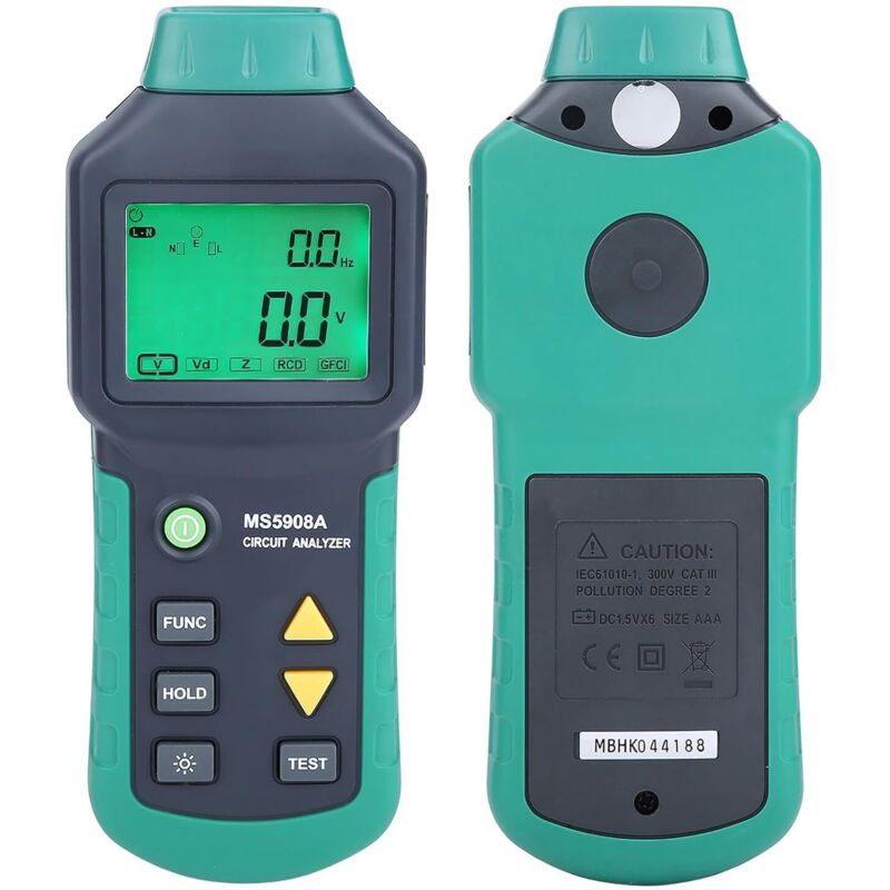 LCD-Schaltkreisanalysator, LCD-GFCI-Tester, RCD-Tester, MS5908, Tentage RCD-Tester, AC100-240 V, MASTECS5908A/MS5908C mit Tentage GFCI-Tester,