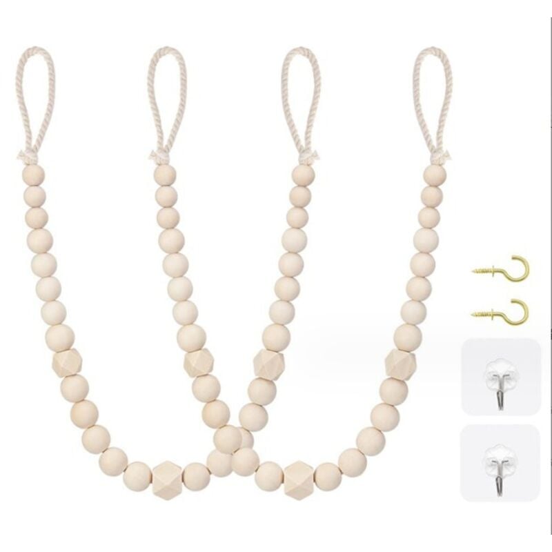 Csparkv - Holzfarbe, 2 Stück böhmische Vorhang-Raffhalter, Vorhang-Raffhalter, Vorhang-Raffhalter – für Wand, Bauernhaus, Fenster, Schlafzimmer,