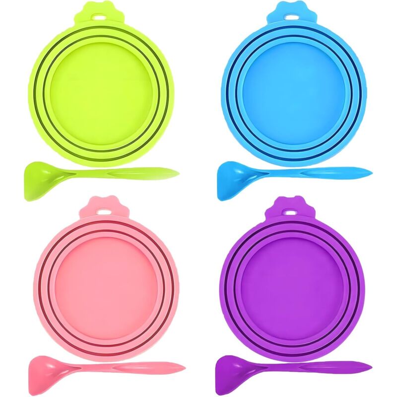 Lebensmittelechte Silikondeckel, 4er-Pack Silikondosen, Katzenfutter, Hundefutter, Universaldeckel