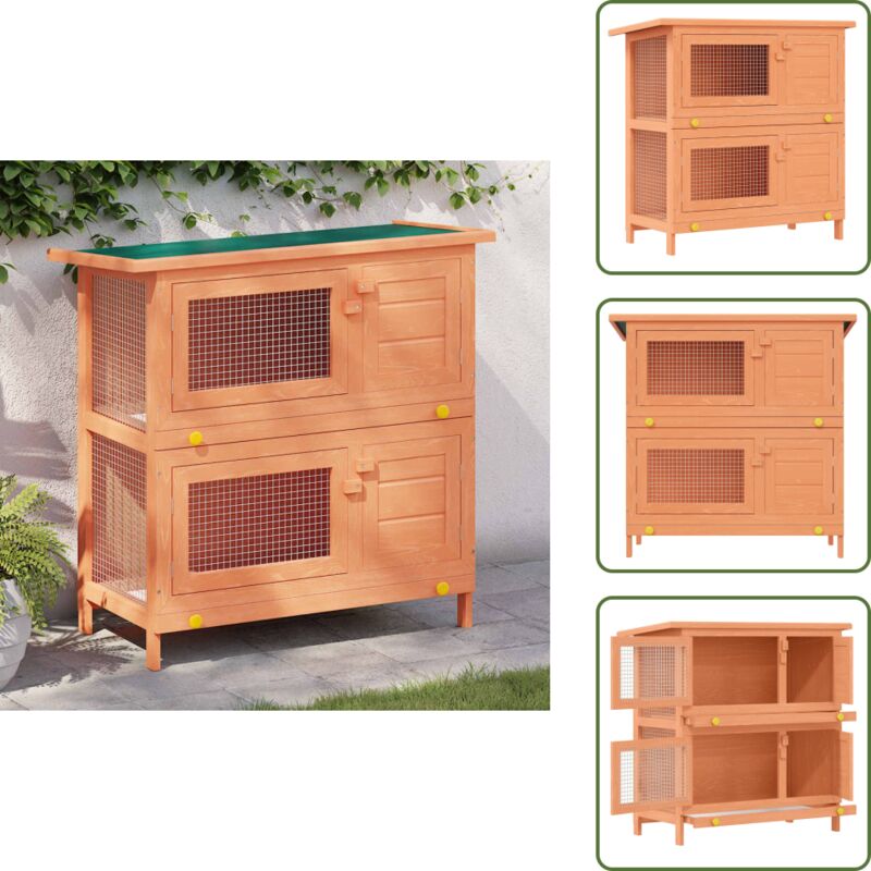 Kaninchenstall Kleintierhaus Hasenstall 4 Türen Holz - Kaninchenstall - Kleintierstall - Hasenstall - Tiergehege - Outdoor Stall