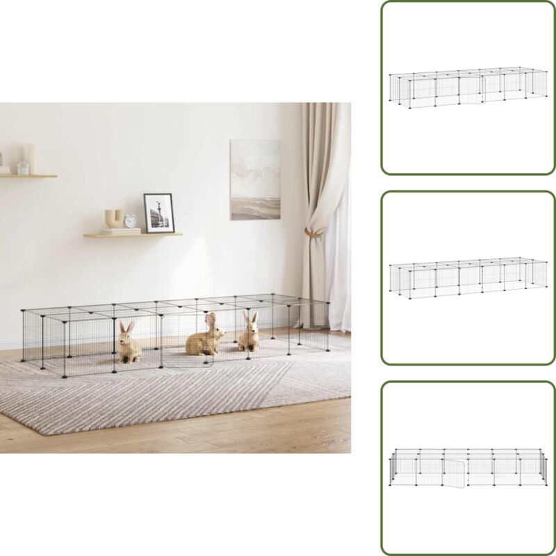 Vidaxl - 28-tlg. Haustierkäfig mit Tür Schwarz 35x35 cm Stahl - Haustierkäfig - Kleintiergehege - Kaninchendrahtzaun - Hamsterkäfig - Vogelvoliere