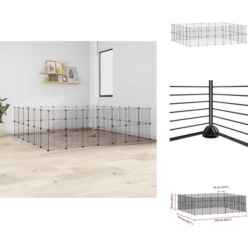 Vidaxl - 52-tlg. Haustierkäfig mit Tür Schwarz 35x35 cm Stahl - Haustierkäfig - Kleintiergehege - Kaninchendrahtzaun - Hamsterkäfig - Vogelvoliere