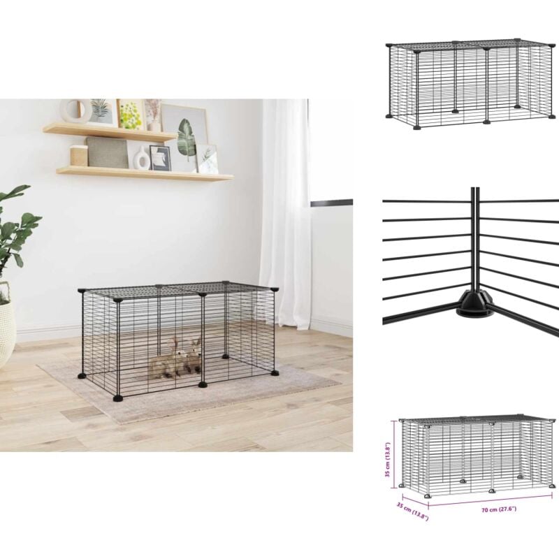 Vidaxl - 8-tlg. Haustierkäfig Schwarz 35x35 cm Stahl - Haustierkäfig - Kleintiergehege - Kaninchendrahtzaun - Vogelvoliere - Hamsterkäfig