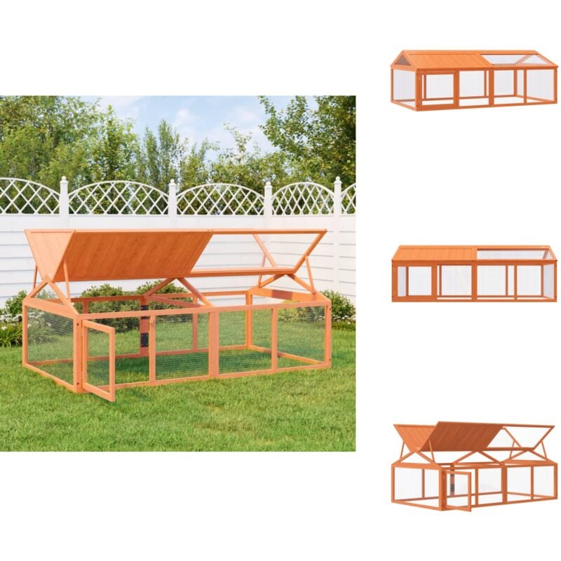 Freilaufgehege Braun 200x112,5x74 cm Massivholz Kiefer - Kleintierhaus - Kaninchenstall - Meerschweinchengehege - Hamsterkäfig - Vogelvoliere