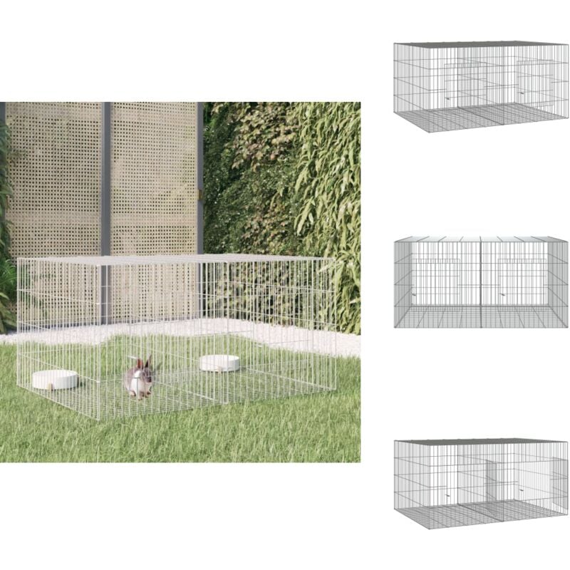 Kaninchenkäfig 2 Paneele 110x79x54 cm Verzinktes Eisen - Kaninchenkäfig - Hasenstall - Kleintierhaus - Nagetierheim - Tiergehege