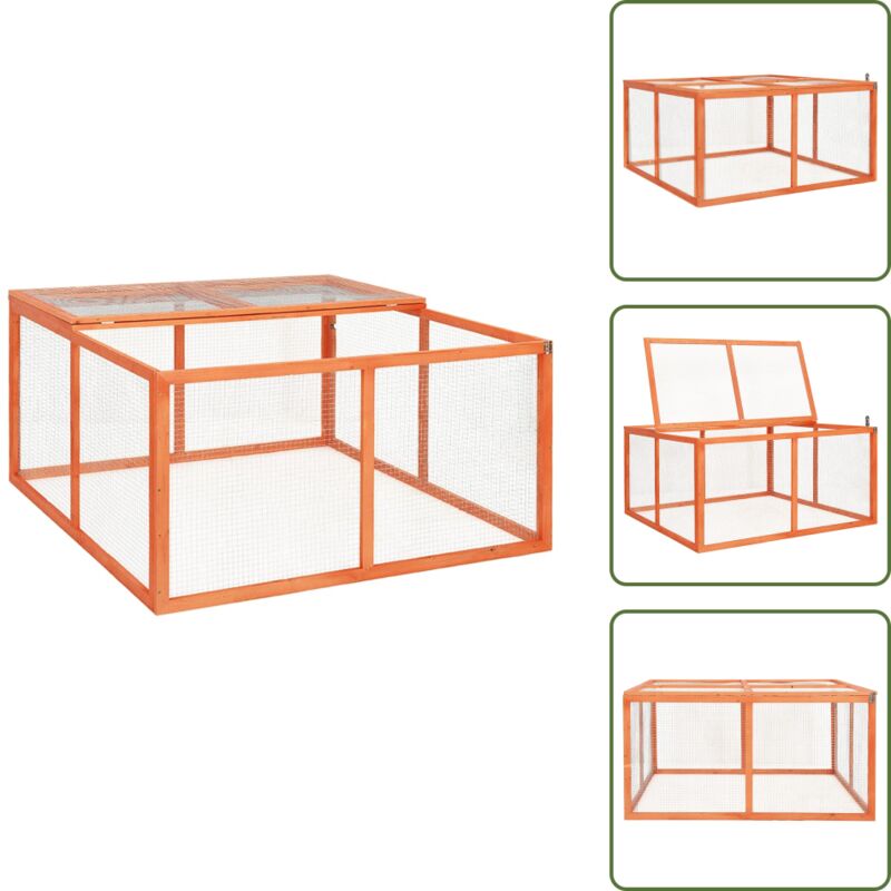 Kaninchenstall 124x120x60 cm Massivholz Tanne - Kaninchenstall - Kaninchgehege - Kleintierhaus - Holzhäuschen - Outdoor Käfig