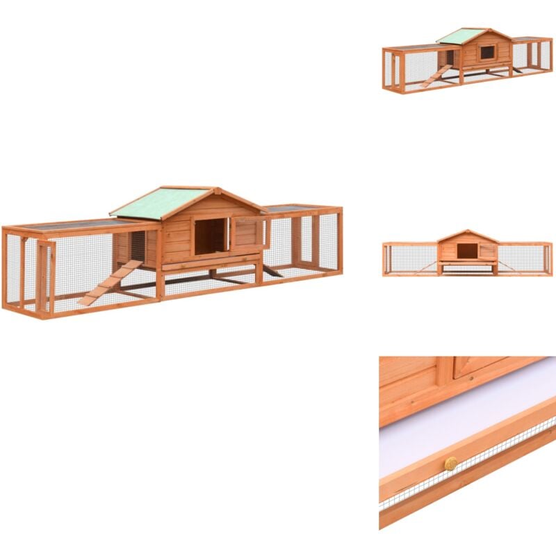 Kaninchenstall 310x70x87 cm Kiefernholz & Tannenholz - Kaninchenstellplatz - Kaninchengehege - Tierheim - Kleintierehaus - Outdoor Stall