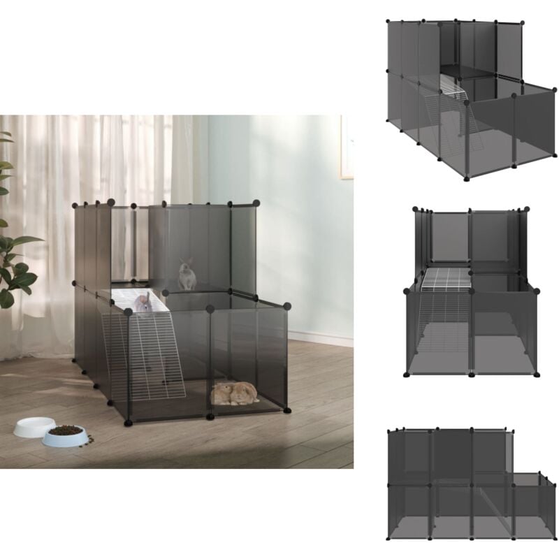 Vidaxl - Kleintierkäfig Schwarz 142x74x93 cm pp und Stahl - Kleintierkäfig - Haustierkäfig - Nagetiergehege - Kaninchendrache - Hamsterkäfig