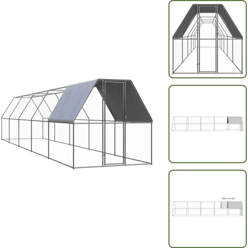 Vidaxl - Outdoor-Hühnerkäfig 2x10x2 m Verzinkter Stahl - Hühnerkäfig - Geflügelhaus - Außenvoliere - Stall Für Kleintiere - Vogelgehege