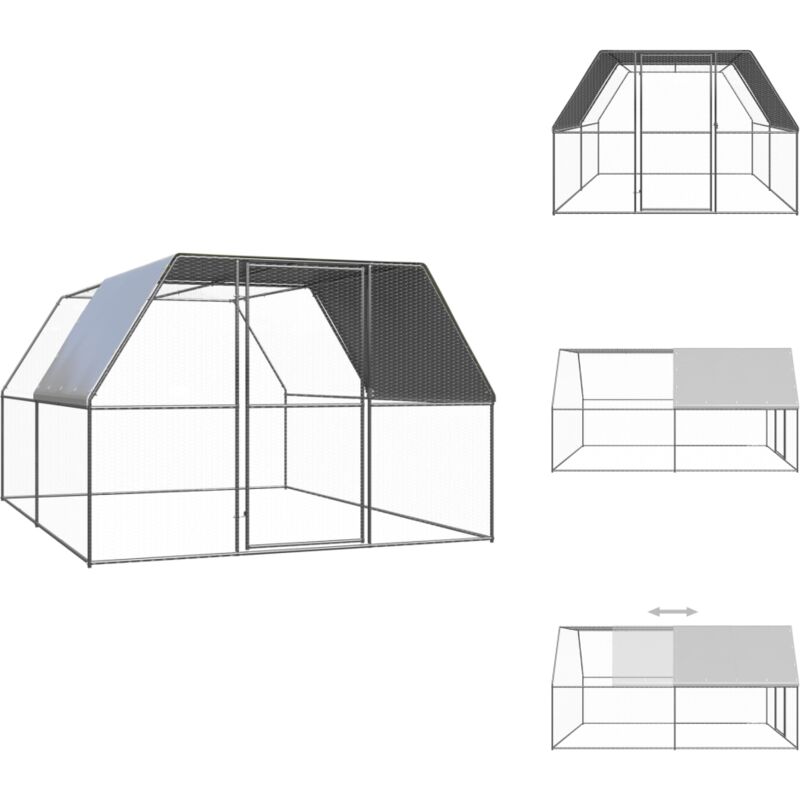 Outdoor-Hühnerkäfig 3x4x2 m Verzinkter Stahl - Hühnerkäfig - Vogelvoliere - Außenhaltung - Geflügelhaus - Stall Für Kleintiere