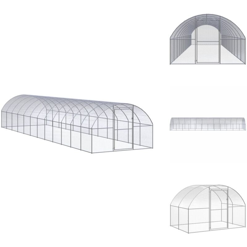 Outdoor-Hühnerstall 3x12x2 m Verzinkter Stahl - Hühnerstall - Hühnergehege - Geflügelhaus - Auslauf Für Hühner - Vogelvoliere