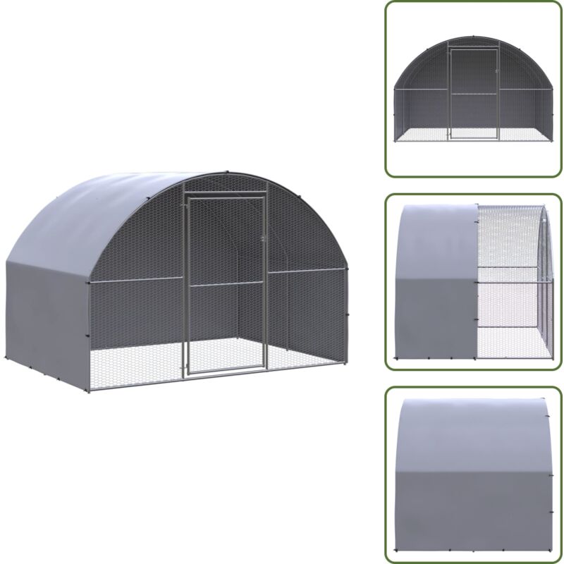 Outdoor-Hühnerstall 3x2x2 m Verzinkter Stahl - Hühnerstall - Hühnergehege - Geflügelhaus - Auslauf Für Hühner - Stall Für Vögel