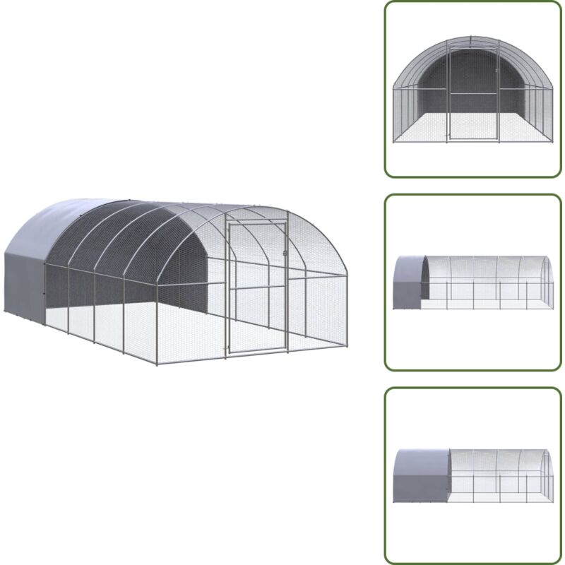 Outdoor-Hühnerstall 3x6x2 m Verzinkter Stahl - Hühnerstall - Hühnergehege - Geflügelhaus - Auslauf Für Hühner - Stall Für Kleintiere