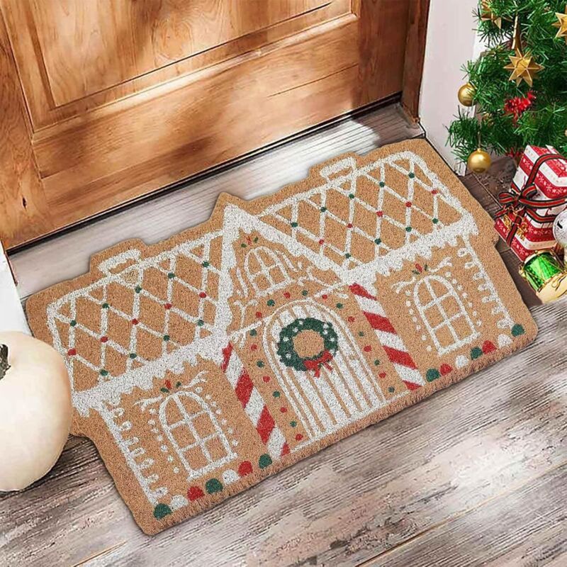 Lebkuchen-Fußmatte – Weihnachtliche Willkommensmatte für die Haustür, Fußmatte für Küche und Badezimmer zur Dekoration während der Feiertage (40 x 60