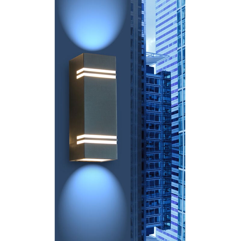 Lutec - Edelstahl led Außenwandleuchte stripes, Fassadenbeleuchtung, Up & Downlight