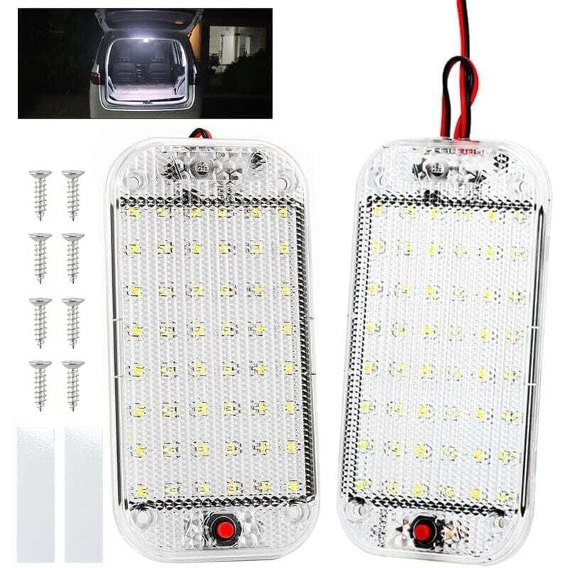LED-Auto-Innenbeleuchtung, 2 Stück, 48 LEDs, 12 v – 85 v, Auto-Innenlichtschalter, LED-Auto-Innenbeleuchtung, universelle weiße Beleuchtung für Auto,