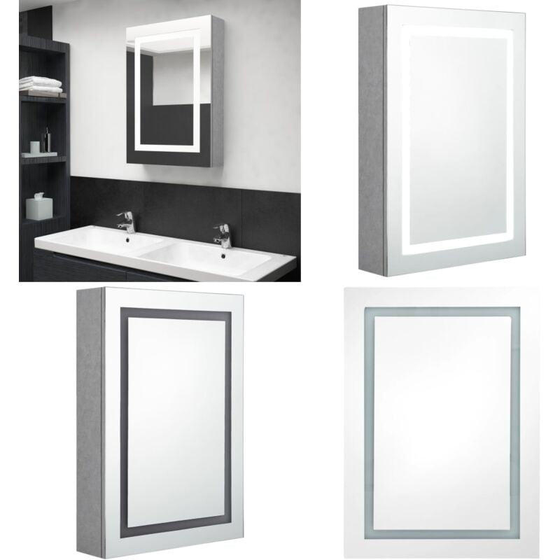 Vidaxl - LED-Bad-Spiegelschrank Betongrau 50x13x70 cm - LED-Spiegelschrank - Badezimmerspiegel - Betonlook - Wandmontage - Beleuchtung - Home & Living