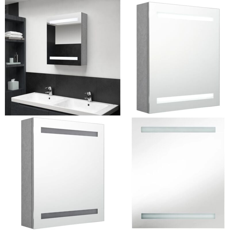 Vidaxl - LED-Bad-Spiegelschrank Betongrau 50x14x60 cm - LED-Spiegelschrank - Badezimmerspiegel - Betonlook - Wandmontage - Make-up Beleuchtung - Home