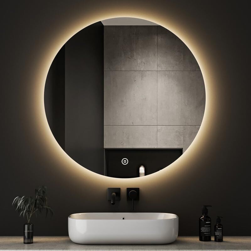 Led Badspiegel Rund mit Beleuchtung 70x70cm led Spiegel Rund led Spiegel Bad Runder Badezimmerspiegel mit Beleuchtung Wandspiegel Rund mit 3