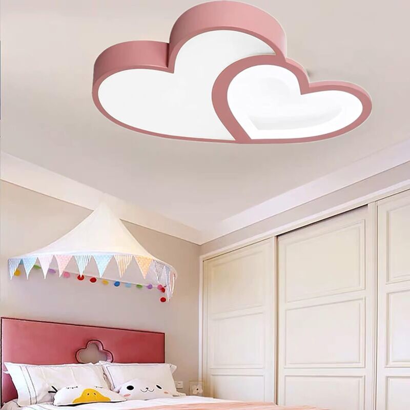 Gojoy - led Cartoon Deckenleuchte Kinder Schlafzimmer Deckenleuchte Herz Deckenleuchte Dimmbare Deckenlampe mit Fernbedienung (Rosa) [Energieklasse