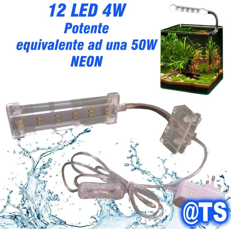 Trade Shop Traesio - Trade Shop - led-deckenleuchte für aquarium licht 3W rand des tanks glas pflanzen fische -