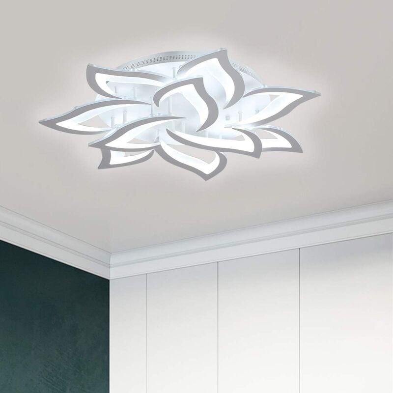 84 W LED-Deckenleuchte, 10 Blütenblätter, moderne Acryl-Deckenleuchte für Wohnzimmer, Schlafzimmer, Küche, Kaltweiß 6500 K