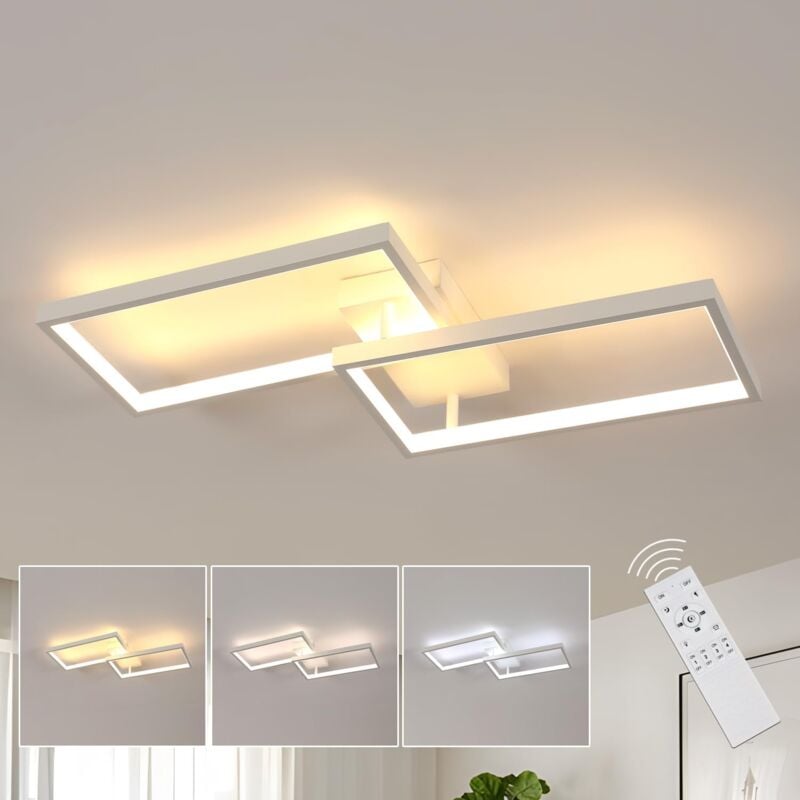 Goeco - LED-Deckenleuchte, Dimmbarer Deckenleuchte mit Fernbedienung 3000K-6500K, Quadratische Deckenlampe, Geeignet für Wohnzimmer, Küche,