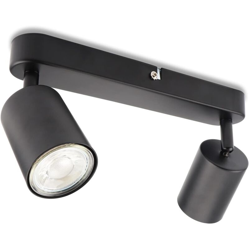 Led Deckenleuchte mit 2 Flammen, schwenk- und verstellbarer Wandspot, GU10 (ohne Leuchtmittel) Retro/Vintage Deckenleuchte 230V schwarz für