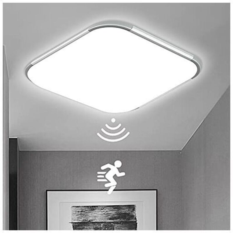 LED Deckenleuchte mit Bewegungsmelder 24W LED Sensor Deckenlampe Flurleuchte Moderne Rund Deckenlampe mitfür Wohnzimmer Schlafzimmer 30x30cm Kaltweiß