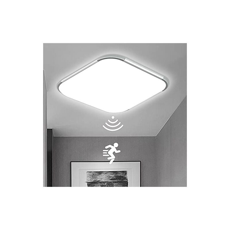 Led Deckenleuchte mit Bewegungsmelder 24W led Sensor Deckenlampe Flurleuchte Moderne Rund Deckenlampe mitfür Wohnzimmer Schlafzimmer 30x30cm Kaltweiß
