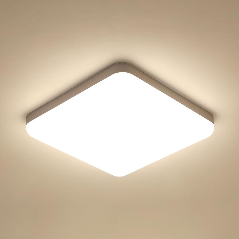 GOECO LED Deckenleuchte Neutralweiß 4000K Quadrat 25x25cm Deckenleuchte für Badezimmer Wasserdicht IP54 Für Bad, Schlafzimmer, Wohnzimmer, Küche