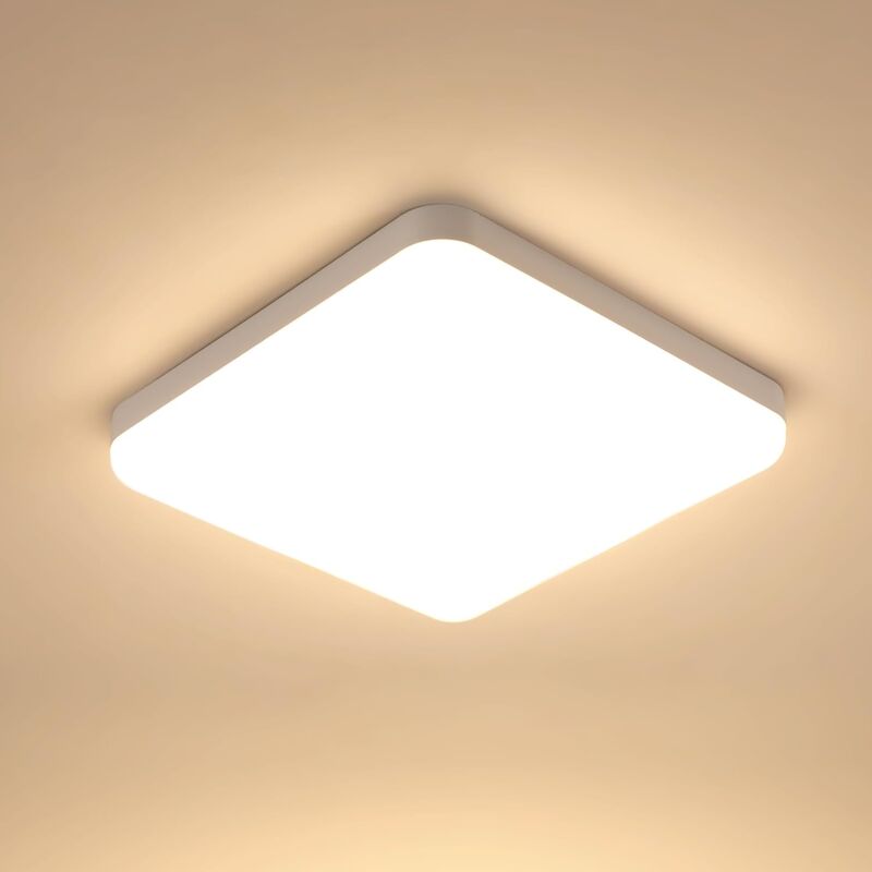 Goeco - led Deckenleuchte Warmweiß 3000K Quadrat 25x25cm Deckenleuchte für Badezimmer Wasserdicht IP54 Für Bad, Schlafzimmer, Wohnzimmer, Küche