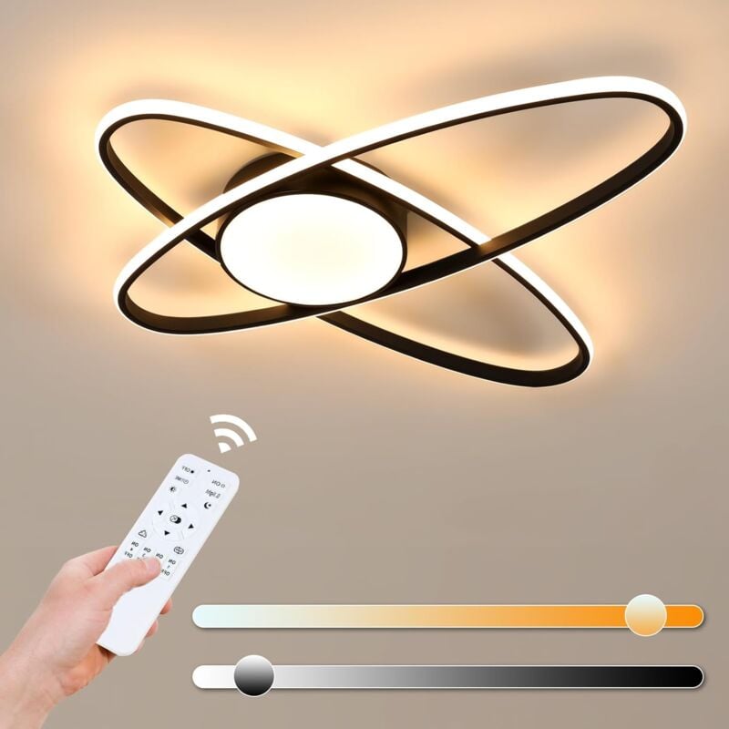 GOECO LED-Deckenleuchte für Wohnzimmer, dimmbar, 40 W, 4500 lm, Schlafzimmer-Deckenleuchte, modernes ovales Design mit Fernbedienung, 3000 K-6500 K,