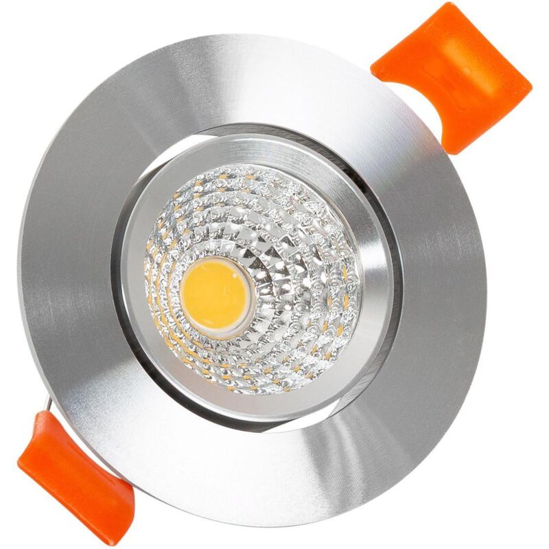 Efectoled - led Downlight Einbaustrahler 5W Rund cob CRI90 Ausschnitt ø 55 mm Silber No Flicker 2700K Warmweiß