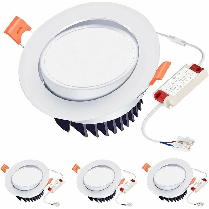 Aiperq - led Einbaustrahler 12W Warmweiß 3000K Einbaubeleuchtung 40° Einstellbar led Deckenleuchte Einbaustrahler für Küche, Bad, 3er Set