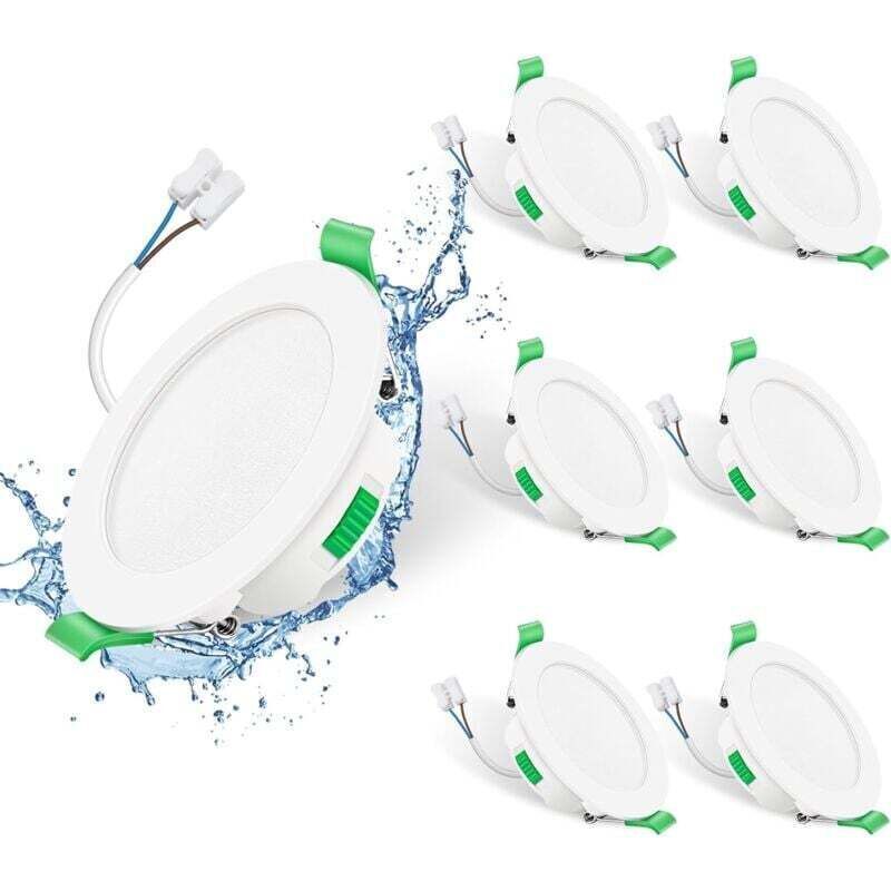 LED Einbaustrahler 230V 7W dimmbar 68mm IP44 Einbaustrahler Bad Küche 3000K / 4000K / 6500K Einbaustrahler rund weiß 6er Set von DEBUNS