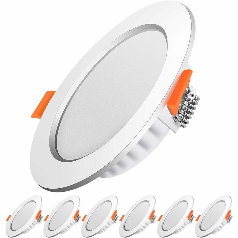 LED-Einbaustrahler, extraflacher LED-Einbaustrahler für den Innenbereich, ultradünner runder Strahler, 7 W Glühlampe, warmweiß, 230 V, 3000 K, für