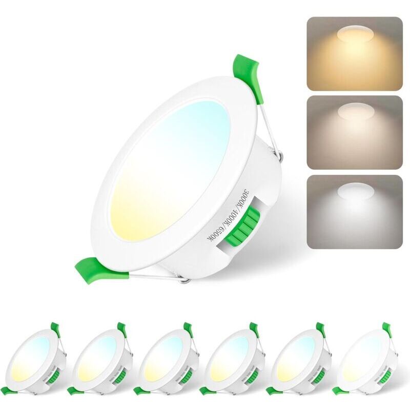 LED-Einbaustrahler für Badezimmer, 230 V, 7 W, Einbauöffnung 65–75 mm, Schutzart IP44, dimmbar, extraflache Einbaustrahler, Warmweiß (3000 K),