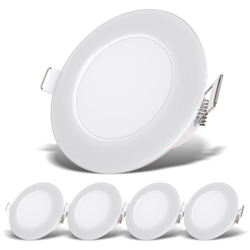 B.k.licht - 5er Set led Bad Einbaustrahler 230V flach, IP65, Badezimmer, neutralweiß Lochmaß 68mm, led Spot, Deckenspots, Spots, Einbauleuchten,