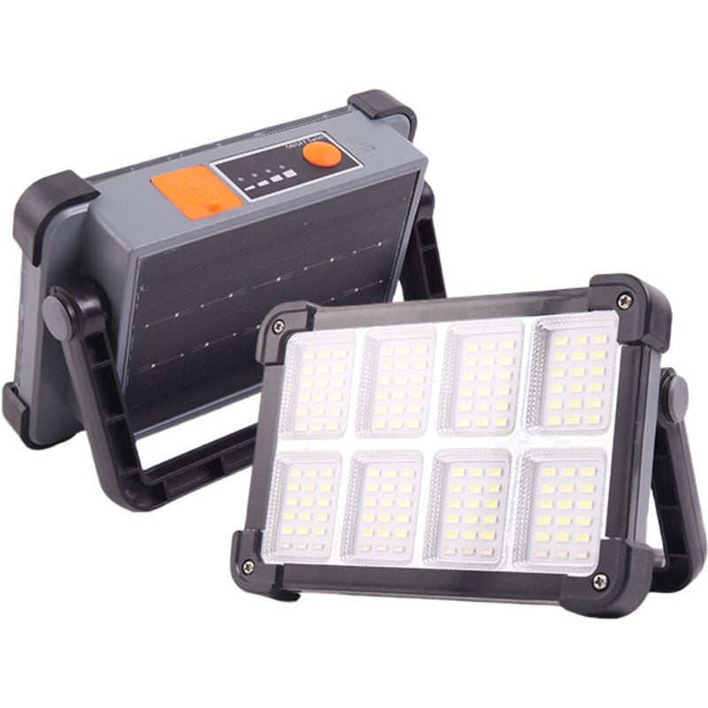 LED Flutlicht Akku, LED Baustellen Flutlicht, 4 Modi Solar Wiederaufladbare LED Lampe, Tragbare L ED Arbeitsleuchte Wasserdicht USB, Tragbare Lampe
