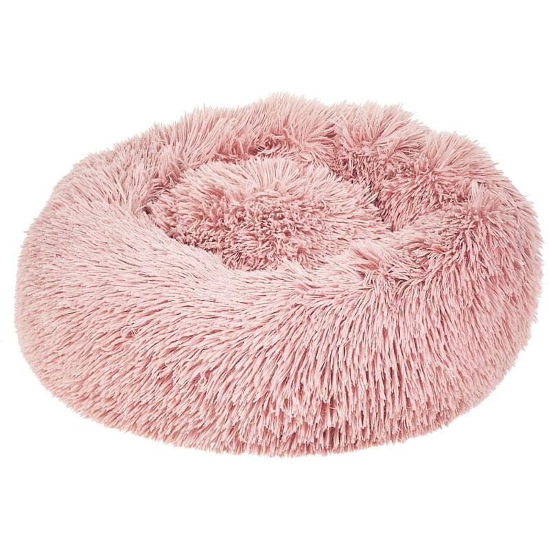 Tierbett Pelzimitat Rosa ø 50 cm Hundekissen aus Polyester für Hunde, sowie Katzen Wohnzimmer Flur Schlafzimmer Kuschelig Oval Modern