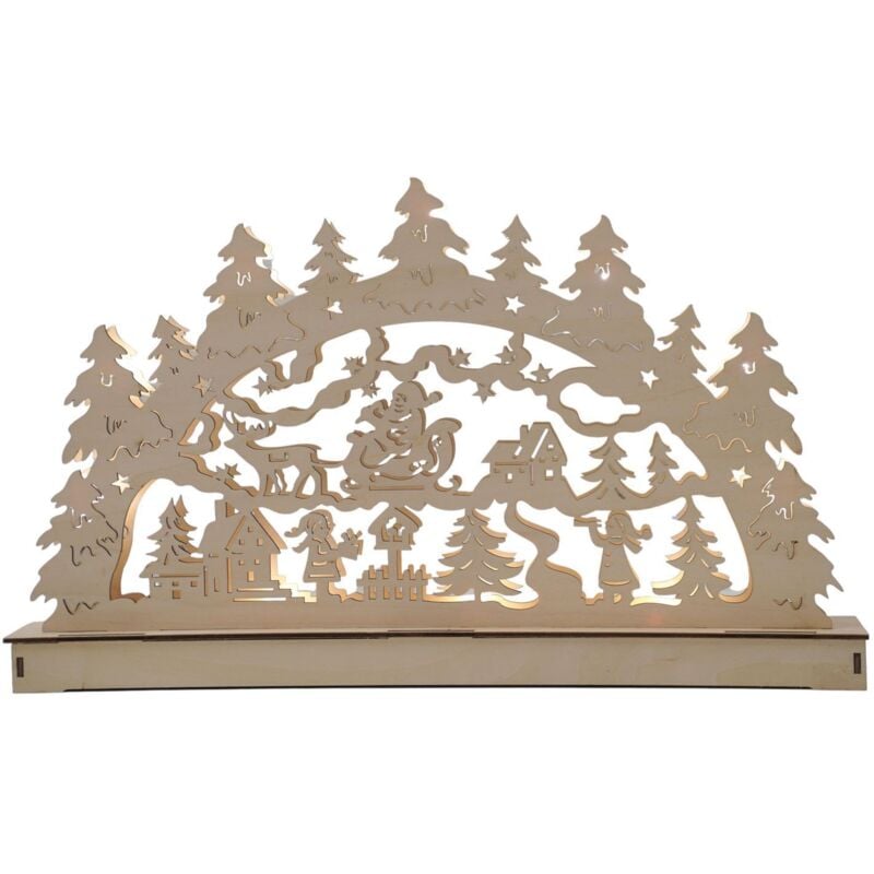 Buri - led Holz Lichterbogen Weihnachtslandschaft warmweiß Schwibbogen Weihnachtsdeko - 3
