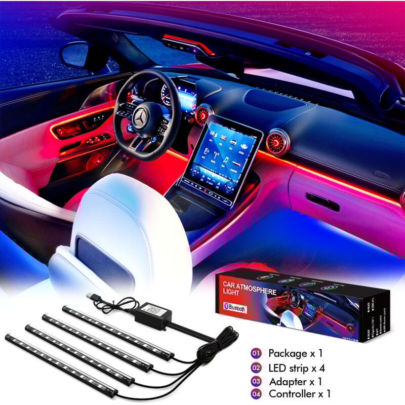 LED Innenbeleuchtung Auto, Geschenke Zubehör Strip Innenraumbeleuchtung Ambientebeleuchtung, Car Accessories Gifts für Männer Frauen, Sachen Gadgets