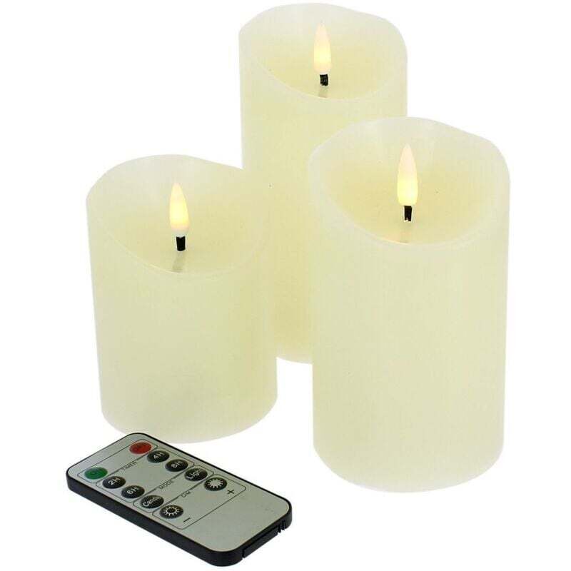 LED-Kerzen, flackernde LED-Kerzen mit realistisch flackerndem Flammenbild, 3er-Set (10 cm, 12,5 cm, 15 cm), Halloween-Dekoration, ästhetische