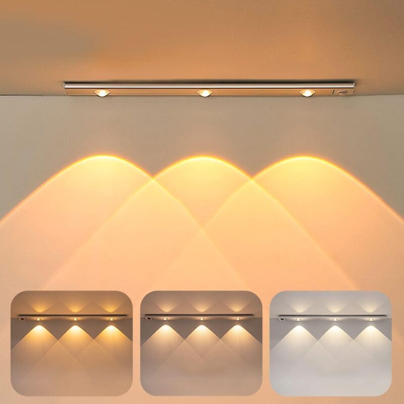 Odipie - LED-Lampe, 40 cm Schranklampe mit Bewegungssensor, wiederaufladbare USB-LED-Lampe, kabellose Küchen-LED-Leuchte mit 3 Beleuchtungsmodi und