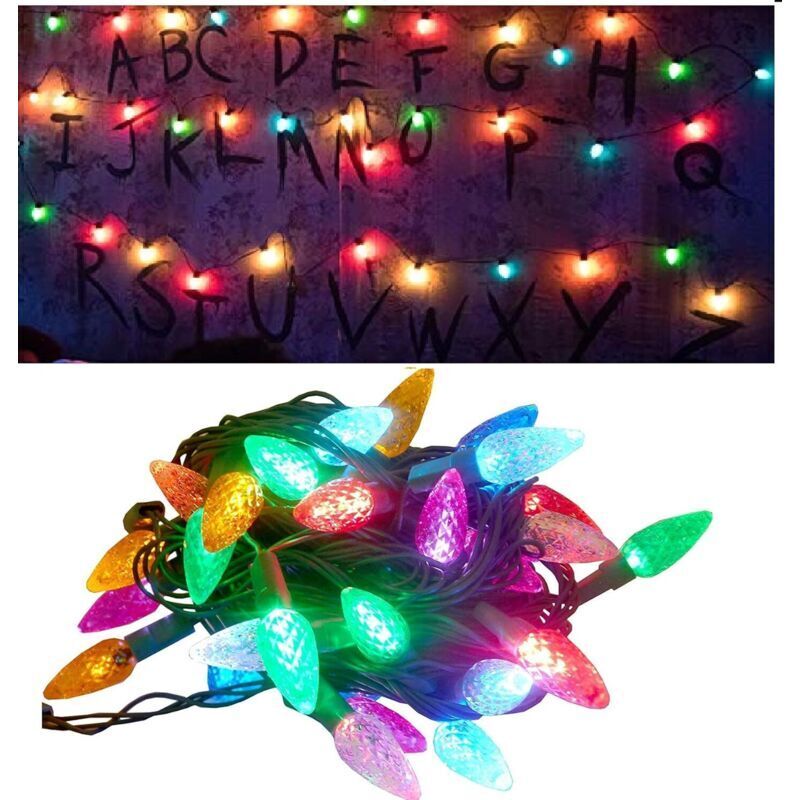 LED-Lichterkette, batteriebetriebene Weihnachtsbaumbeleuchtung, mehrfarbige batteriebetriebene Weihnachtsdekoration für drinnen und draußen, 50 LEDs