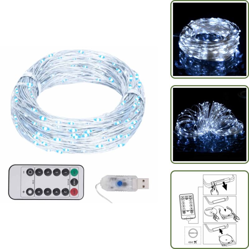 LED-Lichterkette mit 300 LEDs Kaltweiß 30 m - LED-Lichterkette - Lichterkette - Weihnachtsdeko - Outdoor-Beleuchtung - Indoor-Beleuchtung