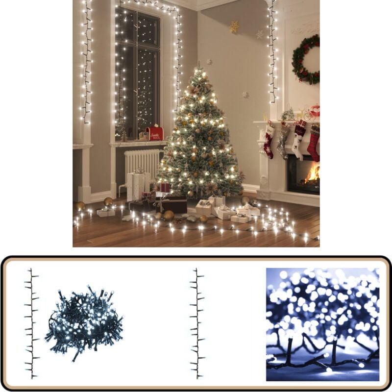 LED-Lichterkette mit 3000 LEDs Kaltweiß 65 m PVC - Weihnachtsbeleuchtung - LED-Lichtring - Lichterkette - Innenbeleuchtung - Festlich Dekorieren