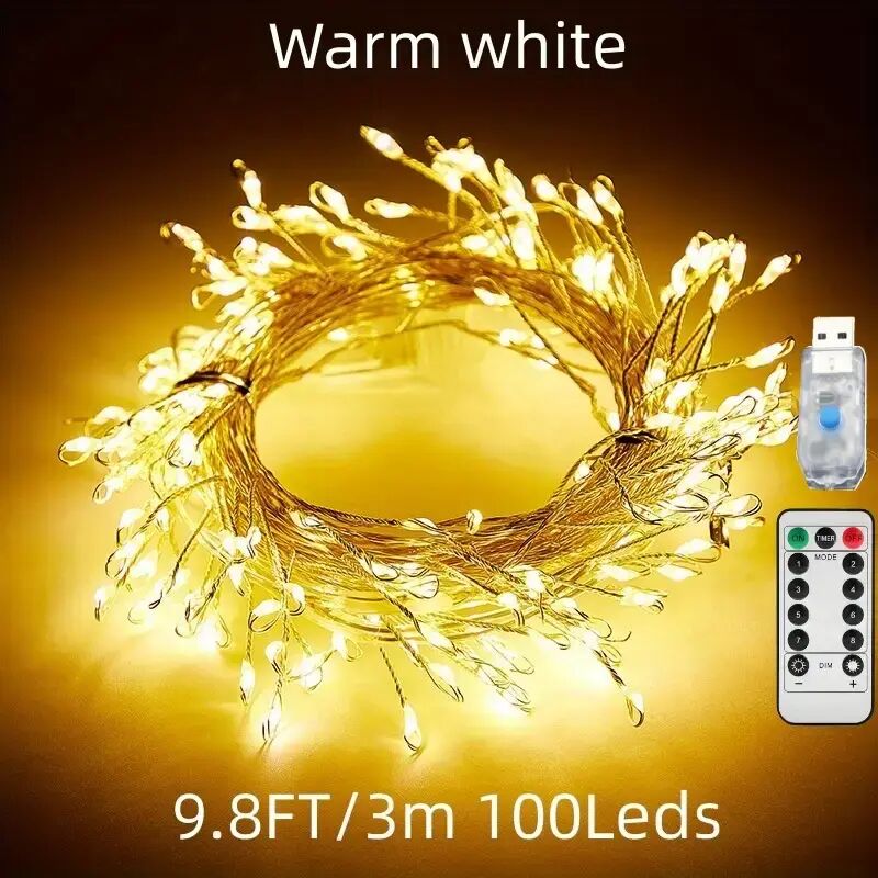 LED-Lichterkette mit acht Blinkmodi und USB-Fernbedienung für Weihnachtsdekoration an der Decke, Schlafzimmer und Hochzeit